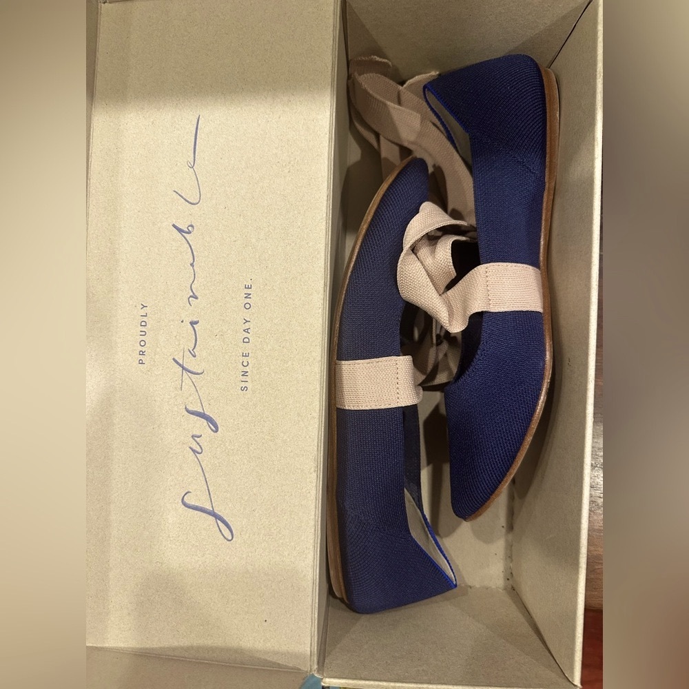 💙Rothy's💙 Sapphire/blue pointy toe Mary Jane flats with adjustable bow Sz 9.5🥿 - Picture 6 of 7